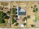 Bird's eye view of property with pool and outbuildings at 18526 E Cloud Rd, Queen Creek, AZ 85142