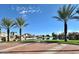 Waterfront community view with palm trees at 1301 W Coral Reef Dr, Gilbert, AZ 85233