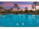 Inviting resort-style pool with palm trees and sunset views at 26562 W Vista North Dr, Buckeye, AZ 85396