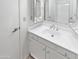 Bathroom with white vanity, a large mirror, and tile flooring at 2040 S Longmore -- # 80, Mesa, AZ 85202