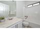 Clean bathroom with single vanity, toilet and bathtub at 17226 W Maui Ln, Surprise, AZ 85388