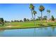 Expansive golf course with a lake and palm trees at 1509 E Peach Tree Dr, Chandler, AZ 85249