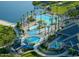 Resort-style pool area with multiple pools, a waterslide, and palm trees at 18211 W Sequoia Dr, Goodyear, AZ 85338