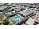 Aerial view showing home with pool and backyard at 18211 W Sequoia Dr, Goodyear, AZ 85338