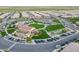 Community clubhouse, pickleball courts, and playground visible from above at 36131 N Desert Tea Dr, Queen Creek, AZ 85140