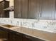 Kitchen backsplash with hexagon marble-look tiles at 16035 W Questa Dr, Surprise, AZ 85387