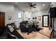 Music room with instruments, sound equipment and comfortable seating at 42035 N 113Th Way, Scottsdale, AZ 85262
