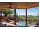 Covered patio with amazing mountain views and ceiling fan at 42035 N 113Th Way, Scottsdale, AZ 85262