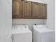 Laundry room with washer, dryer, and wood cabinets at 15240 N 142Nd Ave # 2111, Surprise, AZ 85379