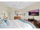 Spacious main bedroom with a king-size bed, large TV, and walk-in closet access at 26348 N 104Th Way, Scottsdale, AZ 85255