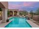 Inviting pool with mountain views and outdoor seating at 26348 N 104Th Way, Scottsdale, AZ 85255