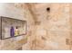 Walk-in shower with tiled walls and built-in shelving at 846 N Pueblo Dr # 126, Casa Grande, AZ 85122