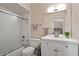 Simple bathroom with a shower/tub combo and white vanity at 6516 E Maverick Rd, Paradise Valley, AZ 85253