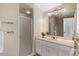 Bathroom with shower, vanity, and heated towel rack at 6516 E Maverick Rd, Paradise Valley, AZ 85253