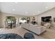 Spacious living room with sectional sofa and a fireplace at 6516 E Maverick Rd, Paradise Valley, AZ 85253
