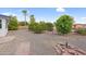 Large backyard with gravel, fruit trees, and a fire pit area at 6027 E Duncan St, Mesa, AZ 85205