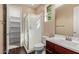 Clean bathroom featuring a shower, toilet and vanity at 3432 E Strawberry Dr, Gilbert, AZ 85298