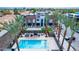 Community pool and modern building complex aerial view at 142 E Hearne Way, Gilbert, AZ 85234