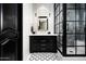 Bathroom with black vanity and glass shower at 11200 E Canyon Cross Way, Scottsdale, AZ 85255