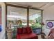 Serene sitting area with red accents and mountain views at 7161 E Rancho Vista Dr # 6001, Scottsdale, AZ 85251