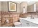 Small bathroom with a toilet, sink, and decorative tile at 6565 N 19Th Ave # 21, Phoenix, AZ 85015