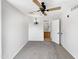 Bright bedroom with ceiling fan and access to bathroom at 1081 W 1St St # 7, Tempe, AZ 85281
