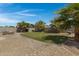 Spacious backyard with grassy area, fire pit, and palm trees at 7715 S 69Th Ln, Laveen, AZ 85339
