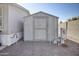 Exterior view of a wooden storage shed at 535 S Alma School Rd # 45, Mesa, AZ 85210