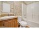 Clean bathroom with shower/tub combo and wood vanity at 535 S Alma School Rd # 45, Mesa, AZ 85210