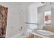 Small bathroom with a shower/tub combo, toilet, and vanity at 3718 S 379Th Ave, Tonopah, AZ 85354