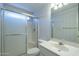 Bathroom with shower/tub combo, vanity, and mirror at 1881 E Winged Foot Dr, Chandler, AZ 85249