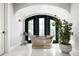 Soaking tub and separate walk-in shower in this elegant bathroom at 9848 E Parkside Ln, Scottsdale, AZ 85255