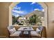 Relaxing patio with mountain views and seating area at 10793 E La Junta Rd, Scottsdale, AZ 85255