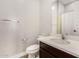 Clean bathroom with single vanity, toilet and shower/tub combo at 5309 N 148Th Ave, Litchfield Park, AZ 85340