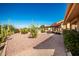 Landscaped backyard with desert plants and gravel pathway at 1218 W Mountain View Dr, Mesa, AZ 85201