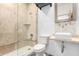 Clean bathroom with a walk-in shower and floating vanity at 8170 E Golden Spur Ln, Carefree, AZ 85377