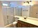 Clean bathroom with shower/tub combo and wood vanity at 7006 E Jensen St # 83, Mesa, AZ 85207