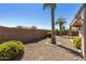 Backyard with gravel, a block wall, and palm trees at 19051 N Aztec Point Dr, Surprise, AZ 85387