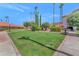 Well-manicured community lawn with mature trees and brick walkways at 17404 N 99Th Ave # 108, Sun City, AZ 85373