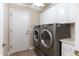 Laundry room features built-in cabinets and a new LG washer and dryer at 126 S Lucia Ln, Casa Grande, AZ 85194