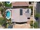 Aerial view showing home with pool and solar panels at 2229 N Beverly Pl, Buckeye, AZ 85396