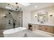 Modern bathroom with soaking tub and walk-in shower at 8320 E Appaloosa Trl, Scottsdale, AZ 85258