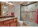 Updated bathroom with granite vanity and a large shower at 26615 N 71St Pl, Scottsdale, AZ 85266