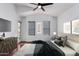 Bright bedroom with a king-size bed and access to a patio at 2402 E 5Th St # 1481, Tempe, AZ 85288