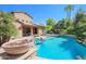 Inviting pool with spa and spacious patio; perfect for relaxation and entertaining at 17808 N 57Th Pl, Scottsdale, AZ 85254