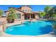 Resort-style pool and spa with expansive patio and outdoor seating at 17808 N 57Th Pl, Scottsdale, AZ 85254
