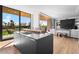 Modern kitchen island with stainless steel appliances and breakfast bar at 6311 E Phoenician Blvd # 21, Scottsdale, AZ 85251