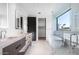 Spa-like bathroom with double vanity, soaking tub, and walk-in shower at 6311 E Phoenician Blvd # 21, Scottsdale, AZ 85251