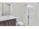 Clean bathroom with a vanity, toilet and shower at 21048 E Arroyo Verde Dr, Queen Creek, AZ 85142