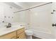 Bathroom with shower/tub combo and wood vanity at 2726 N Ricardo --, Mesa, AZ 85215